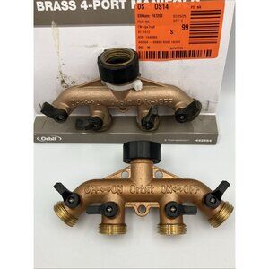 Orbit 4-Outlet Hose Faucet Manifold Leak Proof Brass 442564 pair